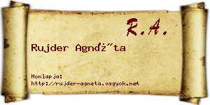Rujder Agnéta névjegykártya